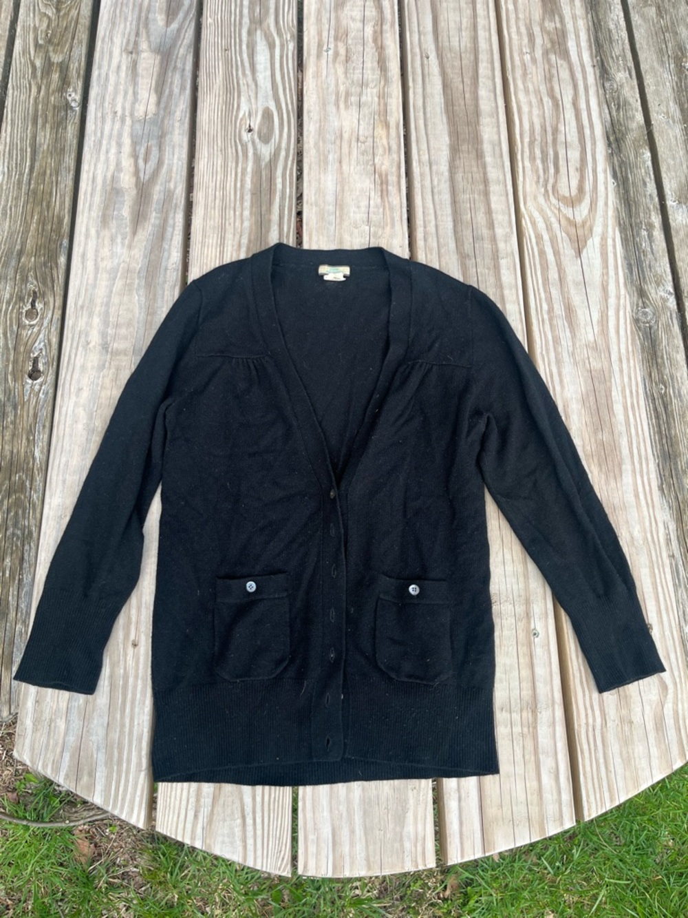 J.Crew black cashmere 3/4 sleeve cardigan - Picture 6 of 6